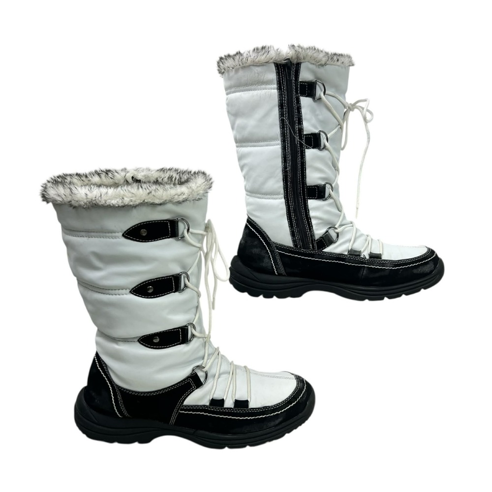 Bass Tara Women's 11‎ Heritage Collection Winter Boot White/Black Faux Fur